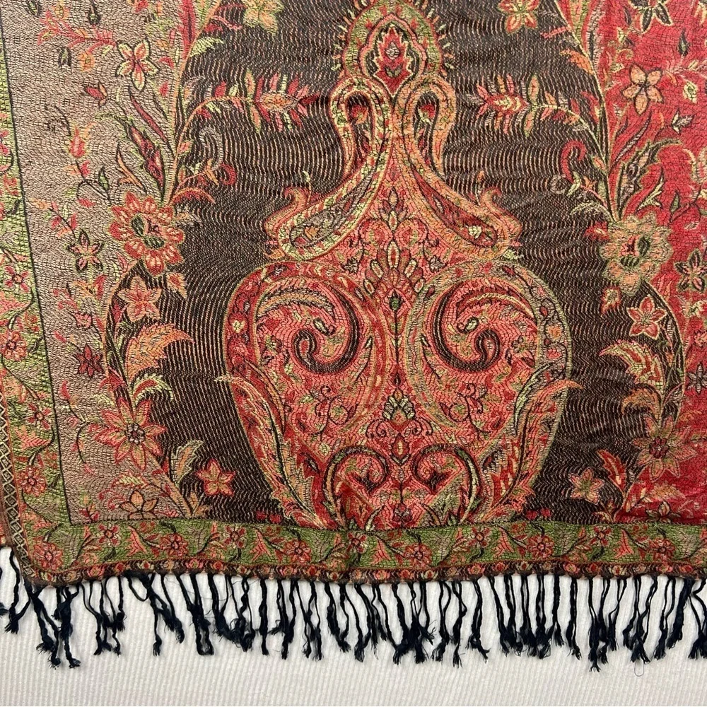 NWT Rapti Fashion Pashmina Silk Blend Scarf Shawl Kani Weave Paisley Tassels